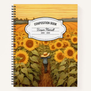 Vintage Botanical Sunflowers Composition Notebook