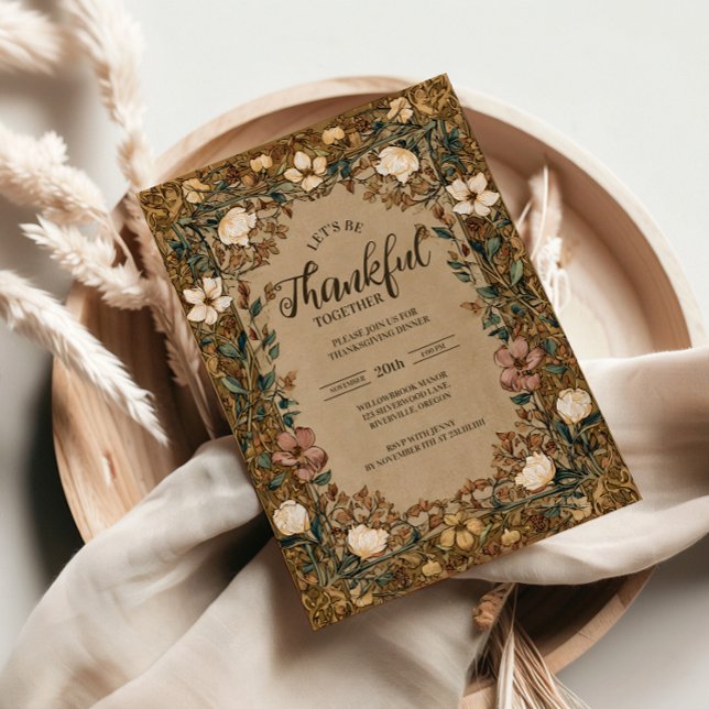 Vintage Botanical Thanksgiving Celebration Invitation (Creator Uploaded)