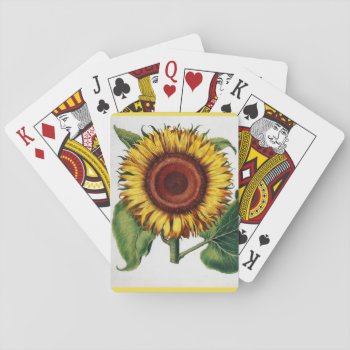 Vintage Botanical - The Sunflower  Playing Cards by AsTimeGoesBy at Zazzle