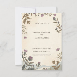 Vintage Botanical Thistle Scottish Save the Date