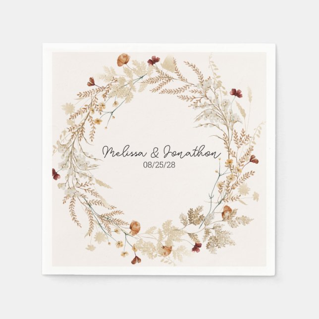 Vintage Botanical Tiny Floral Romantic Wedding Napkins (Front)