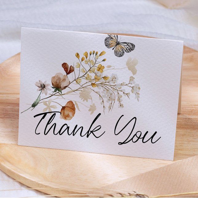 Vintage Botanical Tiny Floral Thank You Card (Creator Uploaded)