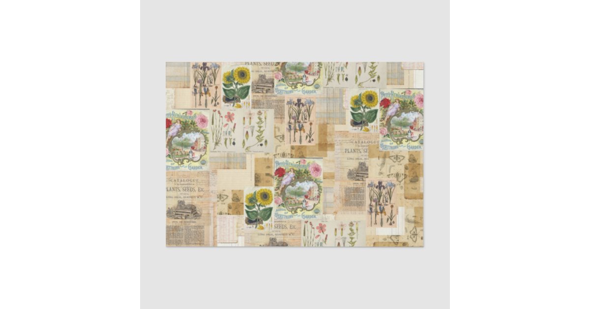 Vintage Botanical Tissue for Decoupage Paper | Zazzle