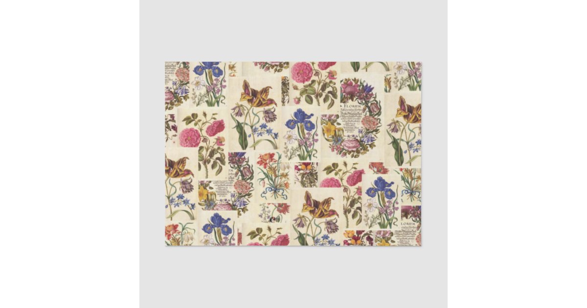 Vintage Botanical Tissue for Decoupage Paper | Zazzle