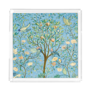 Vintage Botanical Tree of Life with Birds Acrylic Tray