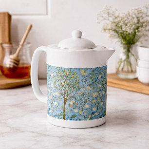 Vintage Botanical Tree of Life with Birds  Teapot