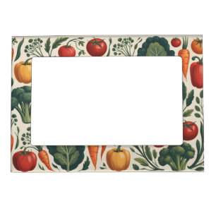 Vintage Botanical Vegetable Garden Pattern Magnetic Frame
