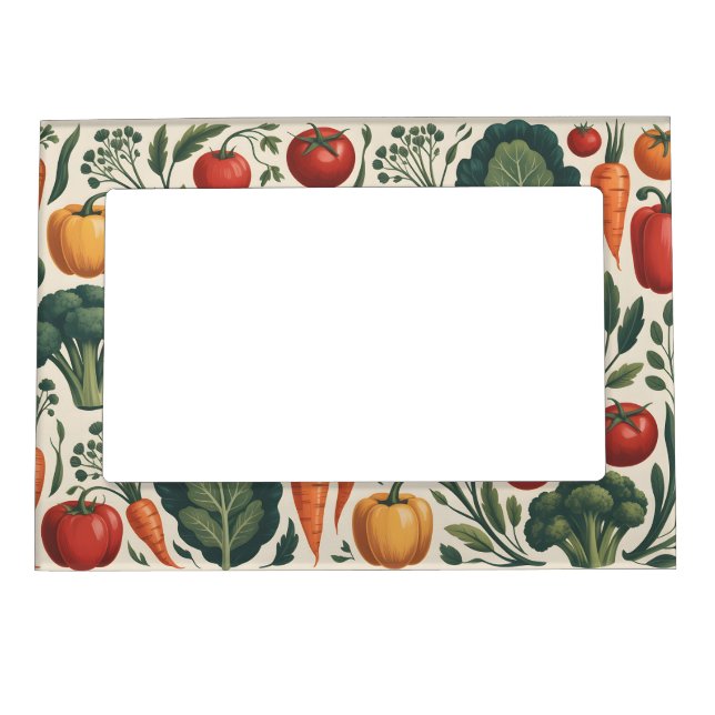Vintage Botanical Vegetable Garden Pattern Magnetic Frame (Front)