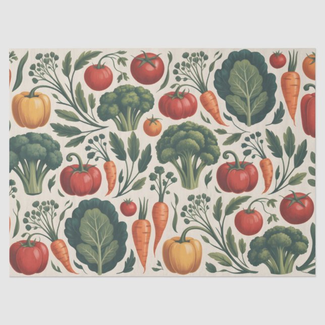 Vintage Botanical Vegetable Garden Pattern Tissue Paper (Front)