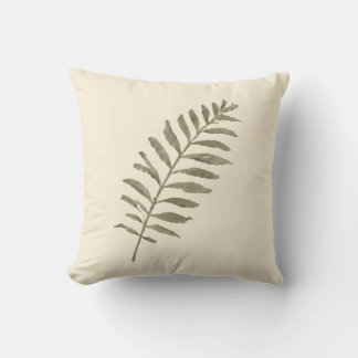 Vintage Botanical Watercolor Green Leaves Throw Pi Pillow