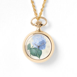 Vintage Botanical Watercolors blue Hydrangea W Watch