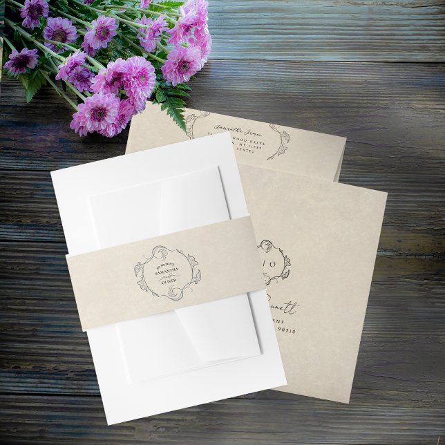 Vintage Botanical Wedding Envelope Belly Band (Creator Uploaded)