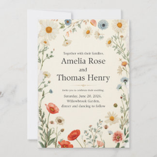 Vintage Botanical Wedding Invitation