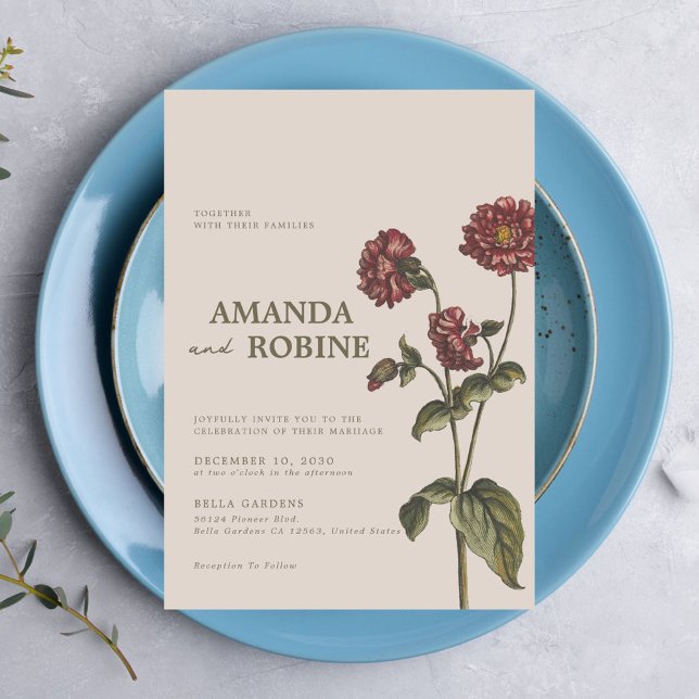 Vintage Botanical Wedding Invitation (Creator Uploaded)