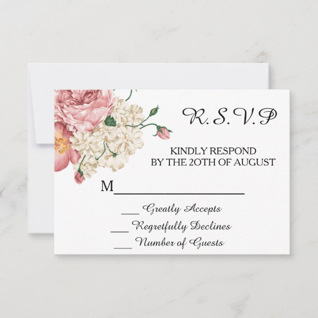 Vintage Botanical Wedding Invitation RSVP (Front)