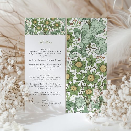 Vintage Botanical Wedding Menu Card