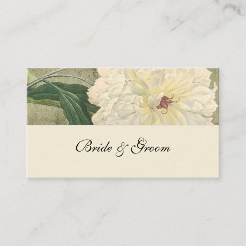Vintage Botanical White Peony Place Cards Business Card Template