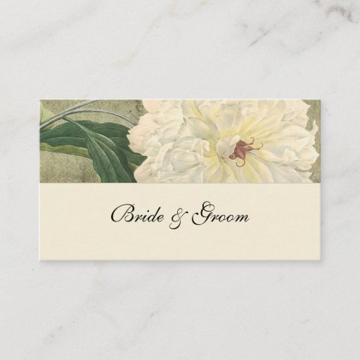 Customizable Vintage Botanical White Peony Place Cards Business Card Template