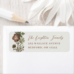 Vintage Botanical Wild Flowers Return Label