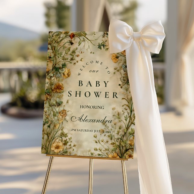 Vintage Botanical Wildflower Baby Shower Foam Board (Creator Uploaded)