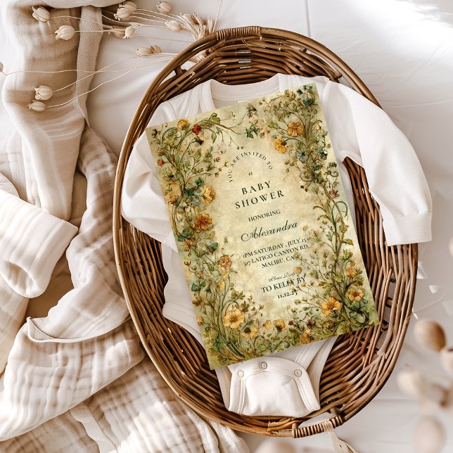 Vintage Botanical Wildflower Baby Shower Invitation (Creator Uploaded)