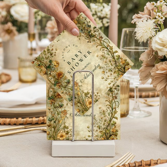 Vintage Botanical Wildflower Baby Shower Napkins (Creator Uploaded)