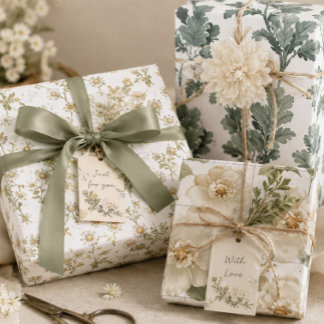 Vintage Botanical Wildflowers Cottagecore Garden F Wrapping Paper Sheets