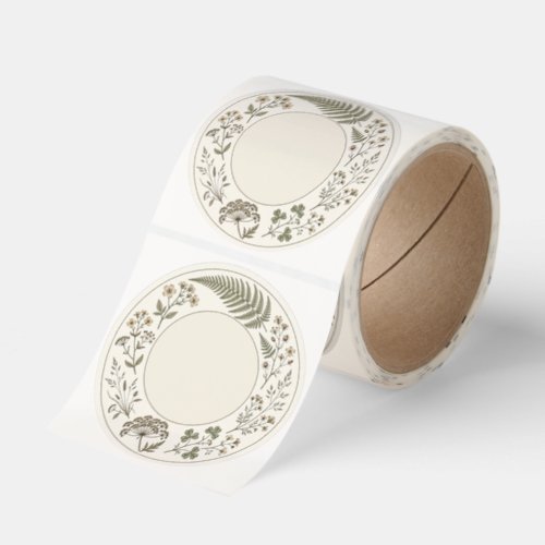 Vintage Botanical Wildflowers & Fern Round Sticker
