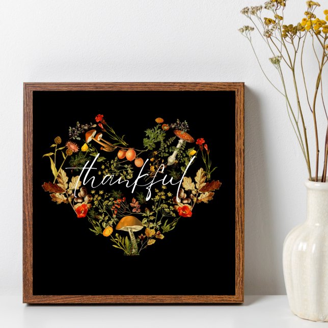  Vintage Botanicals Mushrooms Autumn Thankful  Poster (Creator Uploaded)