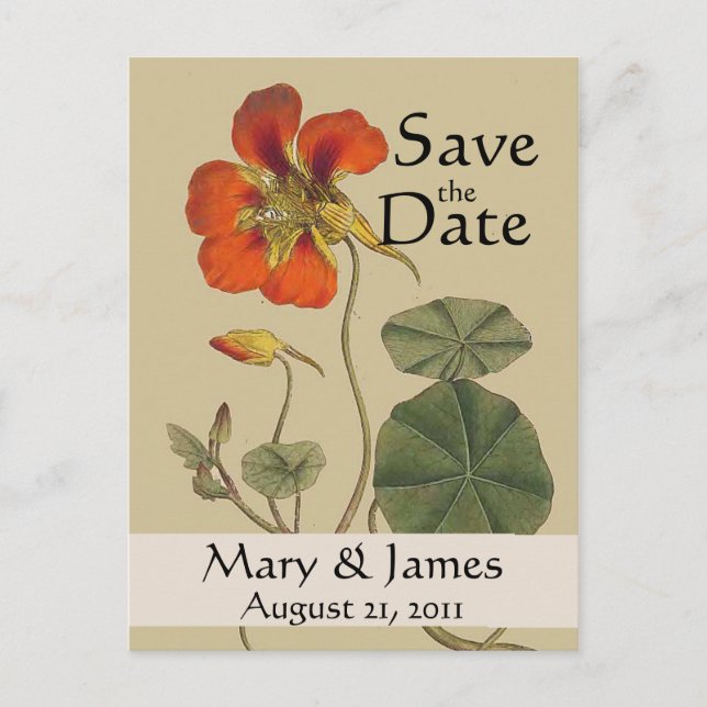 Vintage Botanicals Save the Date Postcard (Front)