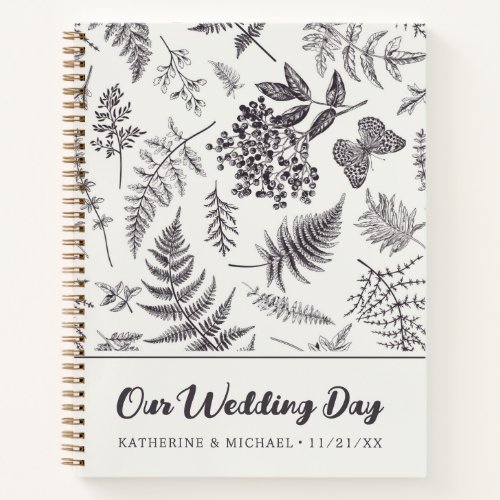 Vintage Botany  Butterfly  Our Wedding Day Notebook