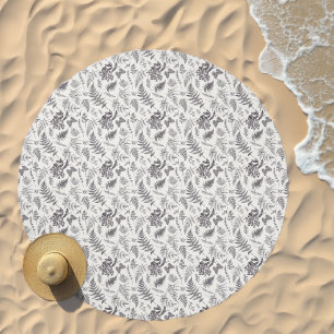 Vintage Botany & Butterfly Pattern Beach Towel