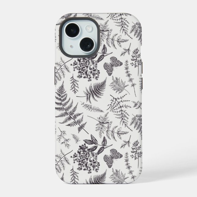 Vintage Botany & Butterfly Pattern Iphone Case (Back)