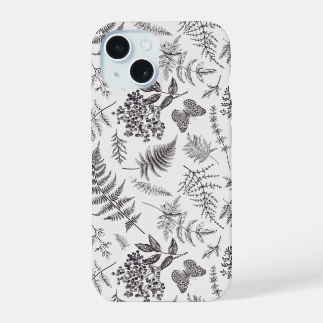 Vintage Botany & Butterfly Pattern Iphone Case (Back)
