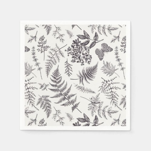 Vintage Botany  Butterfly Pattern Napkins