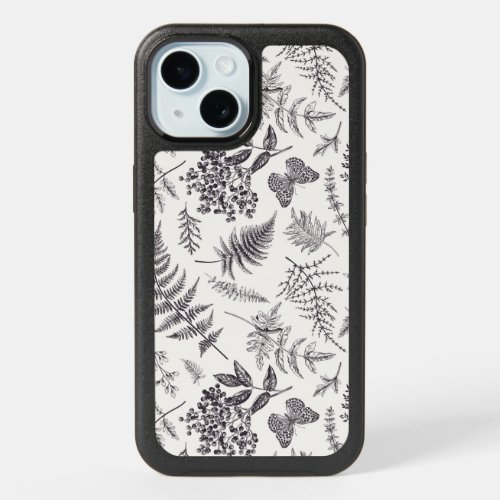 Vintage Botany  Butterfly Pattern iPhone 15 Case