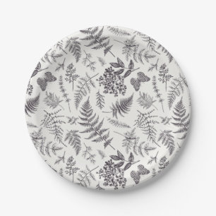 Vintage Botany & Butterfly Pattern Paper Plates