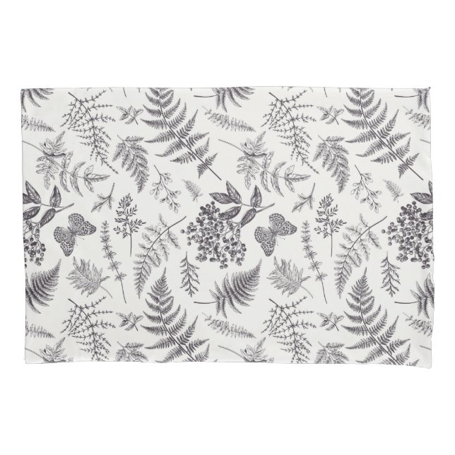 Vintage Botany & Butterfly Pattern Pillow Case (Front-Left)
