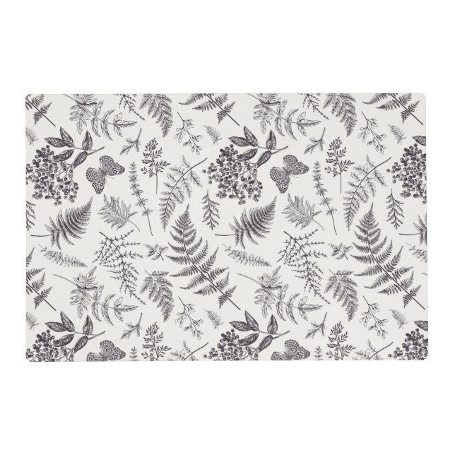 Vintage Botany & Butterfly Pattern Placemat (Front)