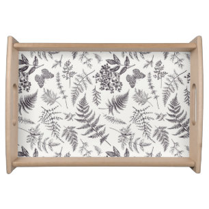 Vintage Botany & Butterfly Pattern Serving Tray