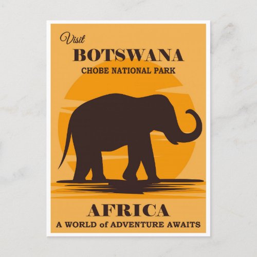 Vintage Botswana Africa National Park Elephant Postcard