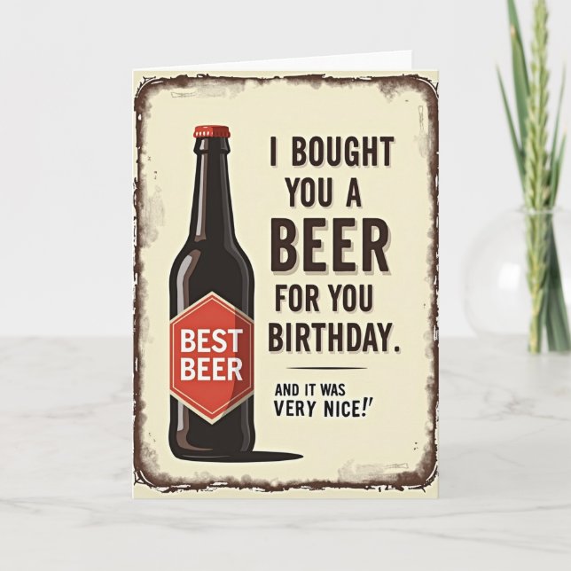Vintage Bottle Birthday Card (Front)