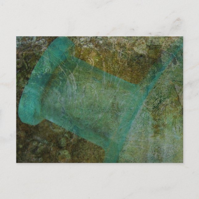 Vintage Bottle Grunge Digital Art Postcard (Front)