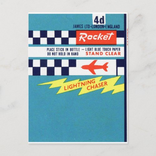 Vintage Bottle Rocket Rocket Brand Label Postcard