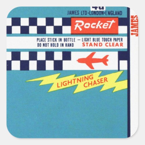 Vintage Bottle Rocket Rocket Brand Label Square Sticker