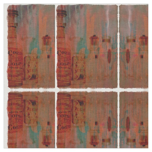 Vintage Bottles Fabric (Close Up)