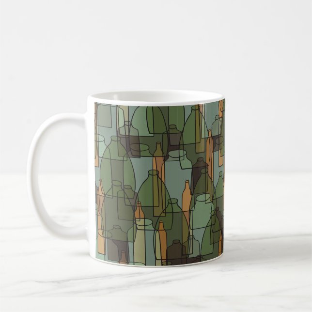 Vintage bottles,jars and glasses pattern coffee mug (Left)