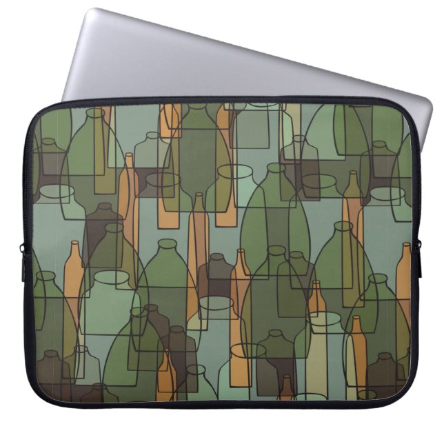 Vintage bottles,jars and glasses pattern laptop sleeve (Front)