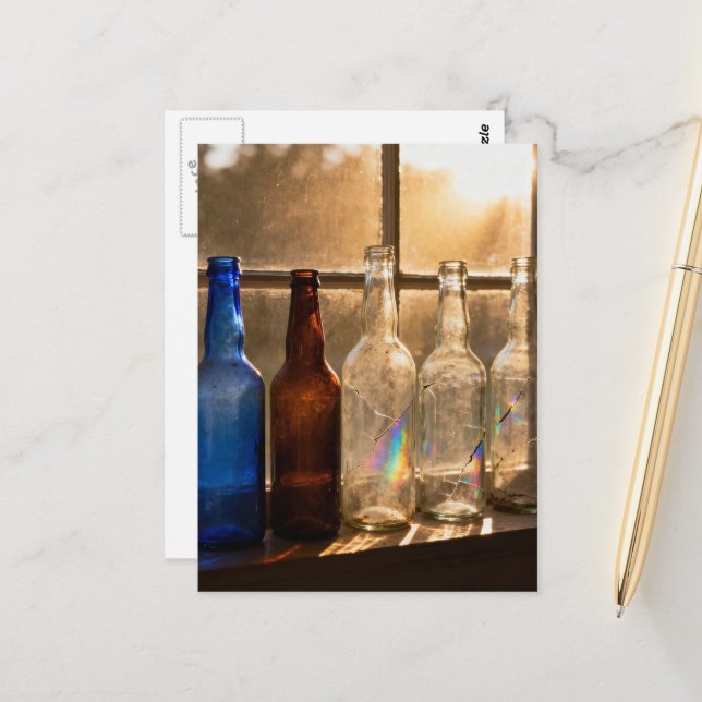 Vintage Bottles Still Life Postcard (Front/Back In Situ)