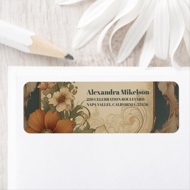 Vintage Bougainvillea Art Nouveau Bridal Shower Label (Insitu)
